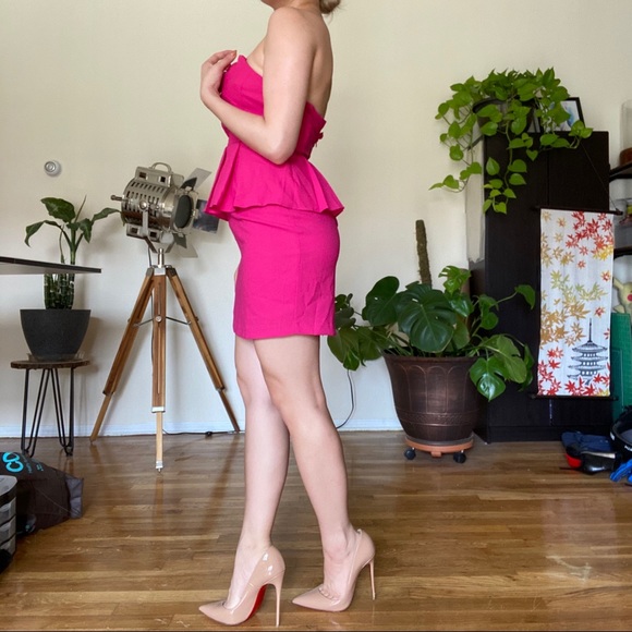 Urban Outfitters Peplum Fuchsia Pink Dress - Picture 3 of 4